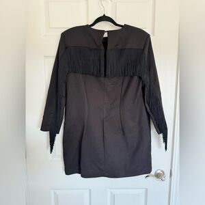Zara Black Fringe Shift Dress